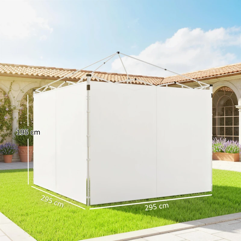 Outsunny Panneaux latéraux pour tonnelle panneaux de remplacement pour tonnelle 3 x 3 m ou 3 x 6 m, lot de 2, blanc