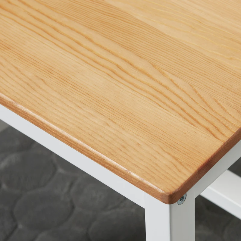 HOMCOM Lot de 4 chaises de salle à manger en bois massif chaise de cuisine esprit campagne dossier croisé blanc et chêne