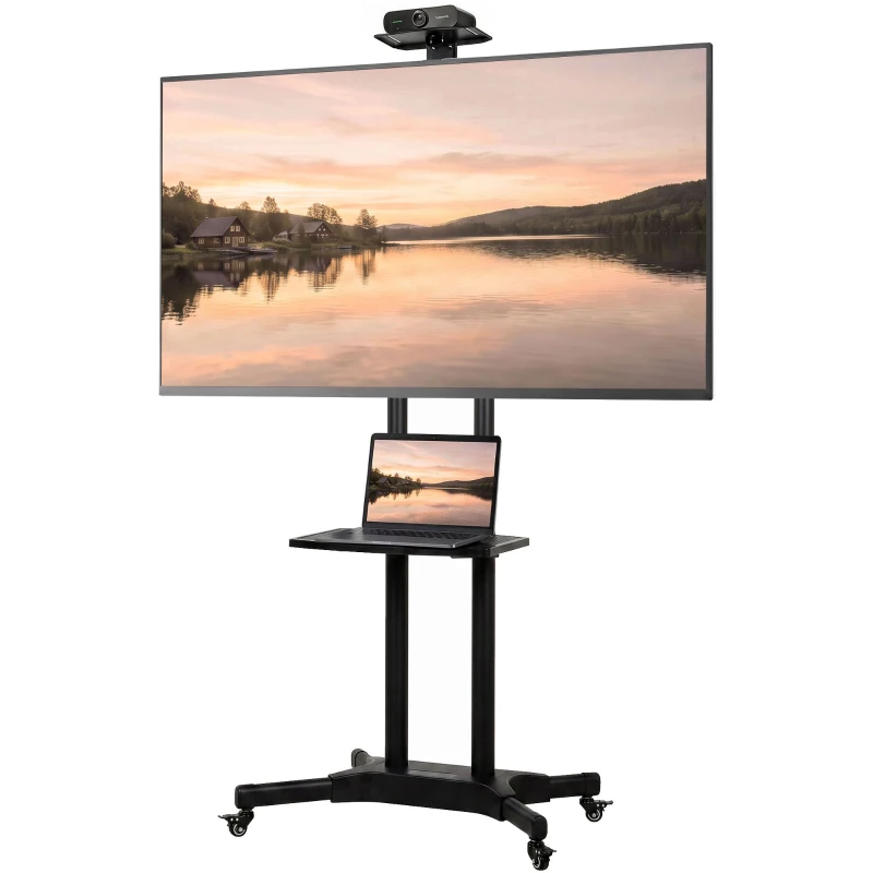 HOMCOM Stojak TV na kółkach do telewizorów 81,3–190,5 cm Regulowany stojak TV z 2 półkami, metal, max. VESA 400x600mm