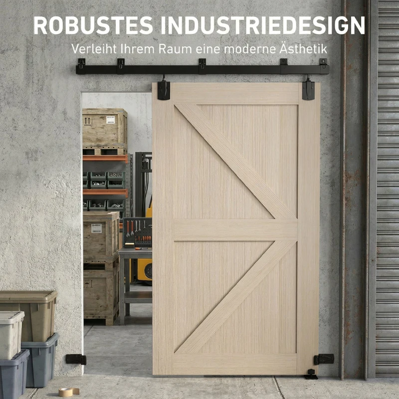 HOMCOM Schwerlast Schiebetür-Hardware-Set 183 cm Schwarz für Einzeltüren