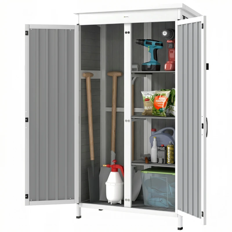 Outsunny Casetta da Giardino Rialzata con 3 Ripiani Rimovibili, in Legno e Acciaio, 94x43x166 cm, Multicolore