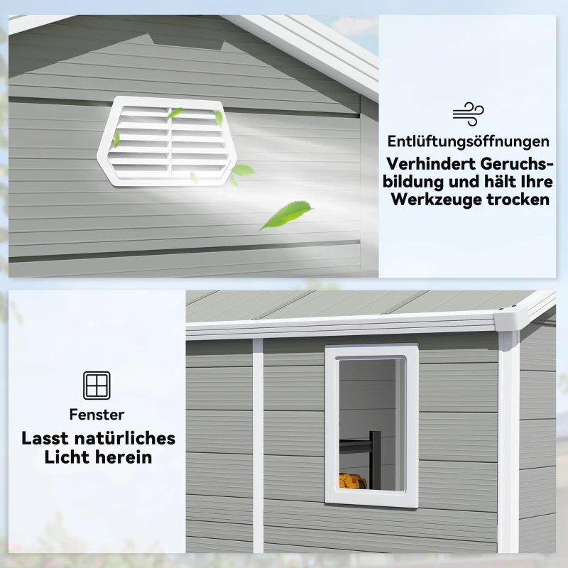 Outsunny Gerätehaus, 4,1m², Gartenhaus mit Satteldach, 240 x 190 x 180/228 cm