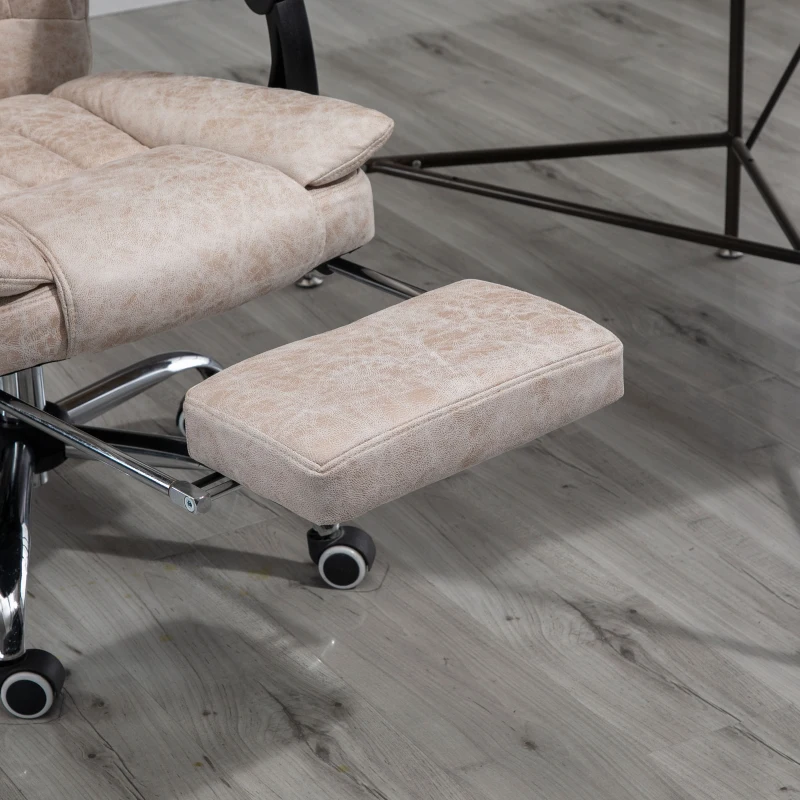 Vinsetto Cadeira de Escritório Giratória com Função de Reclinamento Apoio para Pés Poltrona Ajuste de Altura Cadeira de Mesa Microfibra Plástico Metal Nylon Bege+Preto+Prata 63 x 71 x 110-118 cm