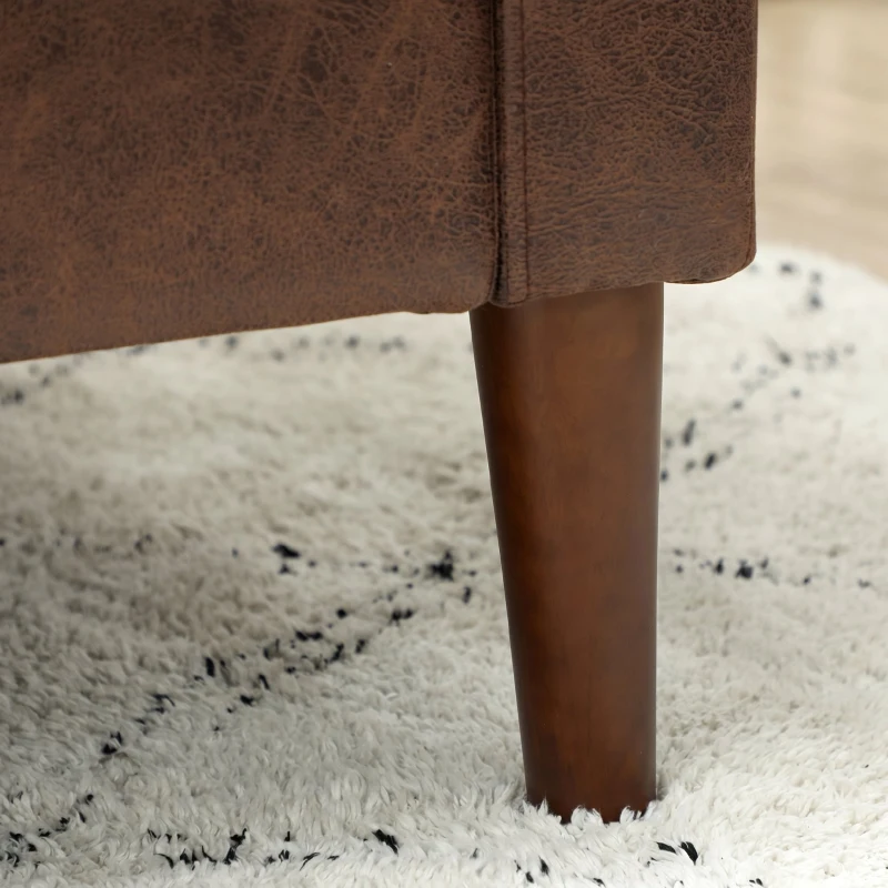 HOMCOM Canapea modernă cu 2 locuri, tapițerie din material textil cu aspect de piele respirabilă și picioare din lemn, 130x78x85 cm, maro închis