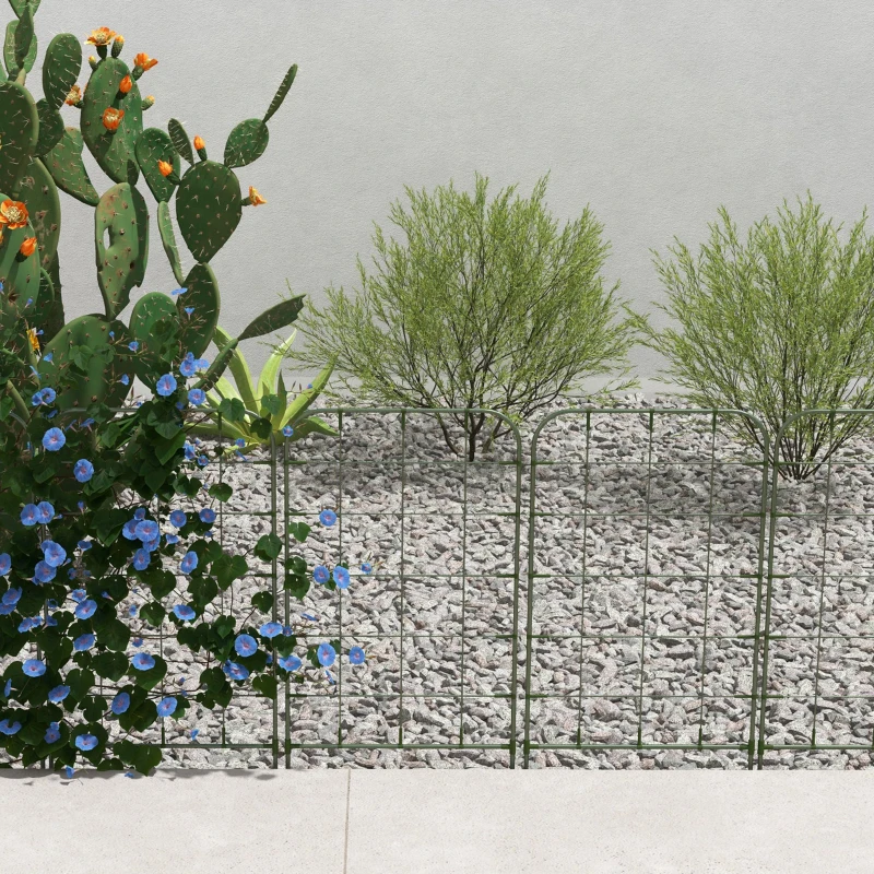 Outsunny Juego de 4 Enrejados de Jardín Soportes para Enredaderas de Acero para Plantas Trepadoras y Decoración 40x90 cm Verde