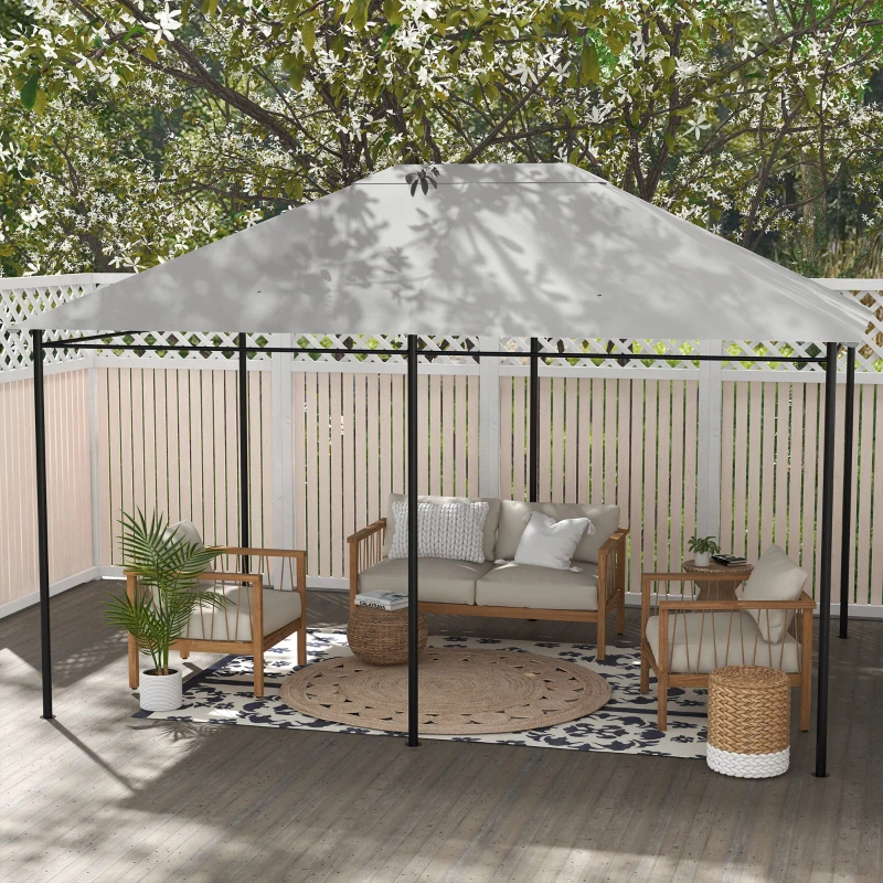 Outsunny Toile de remplacement pour pavillon tonnelle tissu polyester haute densité 180 g/m² anti-UV 3 x 4 m gris clair