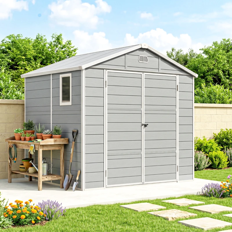 Outsunny Gerätehaus, 4,1m², Gartenhaus mit Satteldach, 240 x 190 x 180/228 cm