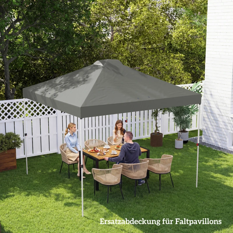 Outsunny Pavillon-Dach Ersatz UV50+ wasserfest mit 8 Abflusslöchern 3 x 3 m, Hellgrau