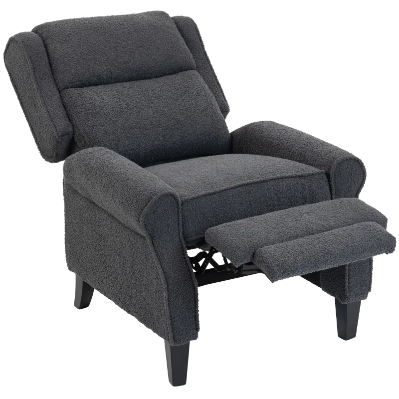 HOMCOM 132° Recliner Armchair, with Extended Footrest - Dark Grey
