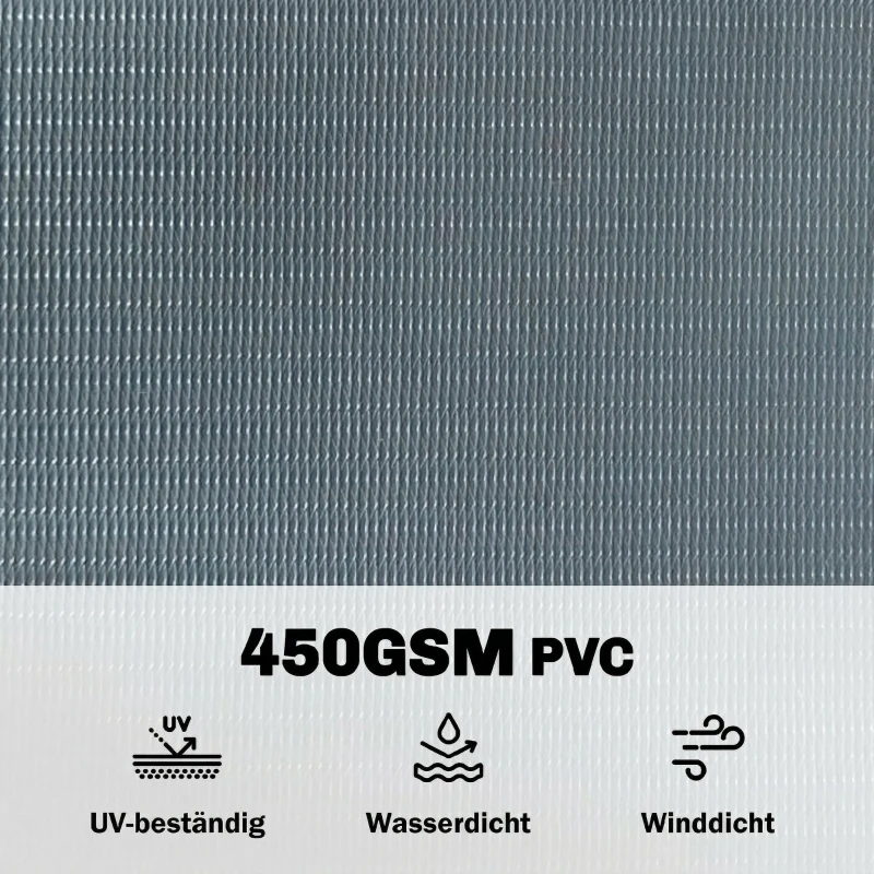 Outsunny Sichtschutzstreifen 4er Set Kunststoff UV-beständiger wasserdichter Sichtschutz mit Befestigungsclips 140 m x 19 cm Grau