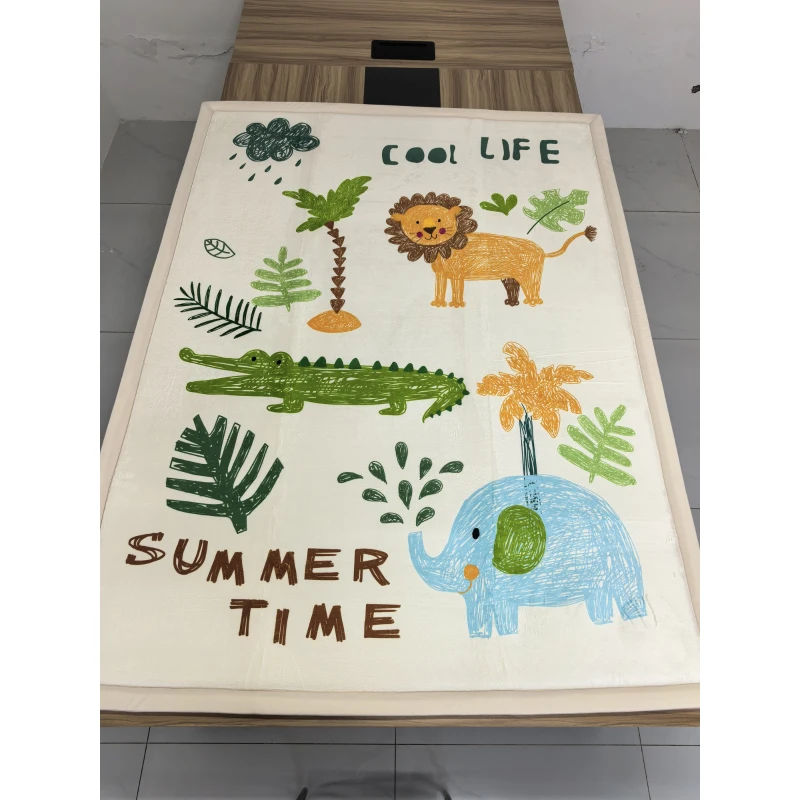 AIYAPLAY Mata do raczkowania i zabawy dla niemowląt z motywem leśnych zwierząt, miękka flanelowa 150 x 200 cm, antypoślizgowa, wodoodporna, 0-3 lata