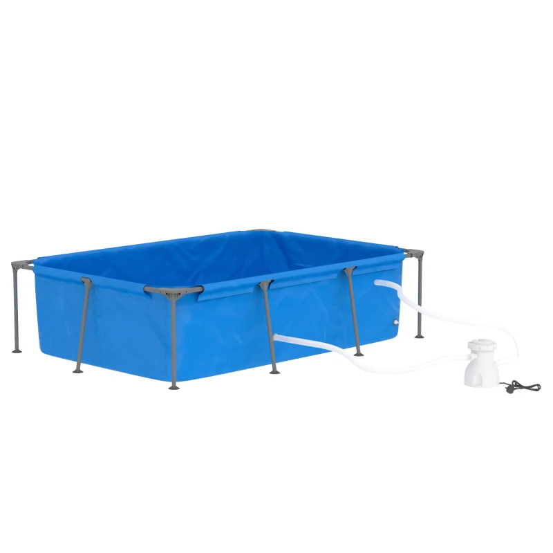 Outsunny Piscine Tubulaire Rectangulaire et Piscine Hors Sol avec Pompe Structure Stable en Acier 260x181x67 cm Bleu