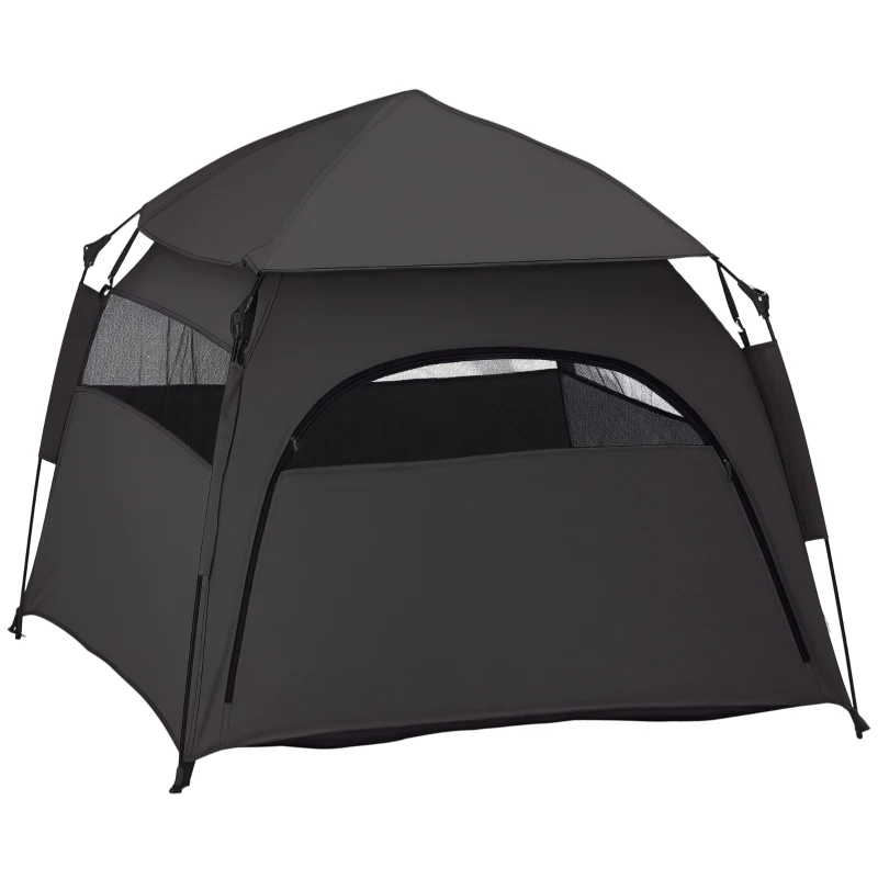 PawHut Haustierzelt, Hundezelt, klappbar, wetterbeständig, Hundehütte, für große Hunde, Schwarz