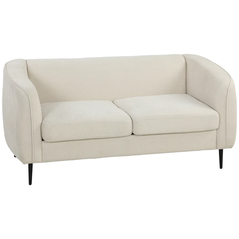 HOMCOM Canapé 2 places en velours, canapé de salon moderne 160 cm, assise large rembourrée, coussin épais à ressorts, beige
