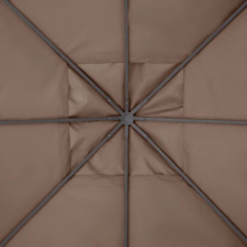 Outsunny Tetto di Ricambio per Gazebo 3x3 m da Giardino, Telo Gazebo Resistente all'Acqua in Poliestere 180g/㎡ con 8 Fori di Drenaggio e Prese d'Aria, Solo Copertura, 298x298 cm, Caffè