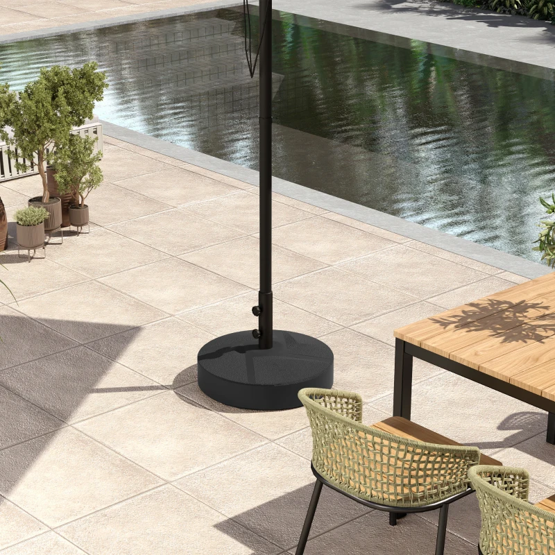 Outsunny Pied de parasol round, socle parasol extérieur à remplir avec 25 L d'eau / 30 kg de sable, 56 x 56 x 40 cm, noir