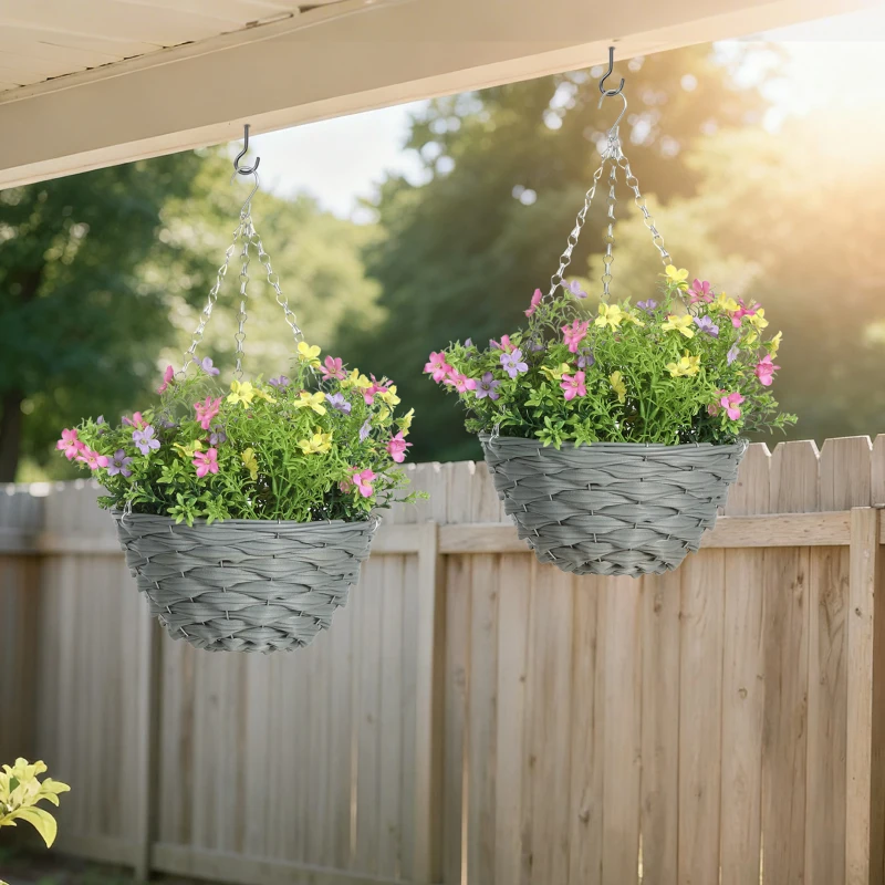 HOMCOM Set of 2 Artificial Hanging Cosmos Flowers - Multi-Colored