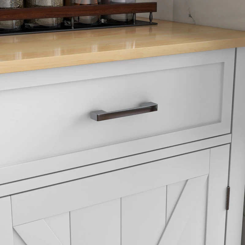 HOMCOM Isla de Cocina Carro de Cocina con Encimera de Madera Plegable 2 Puertas 2 Cajones Estante Ajustable y 4 Ruedas 105x60x90,5 cm Blanco
