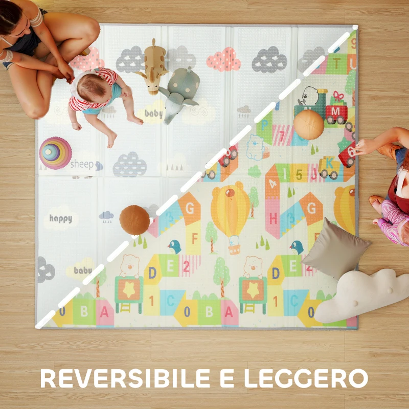AIYAPLAY Tappeto per Bambini con Lettere dell'Alfabeto e Superficie Impermeabile in XPE Multicolore, 200x180x1.5 cm