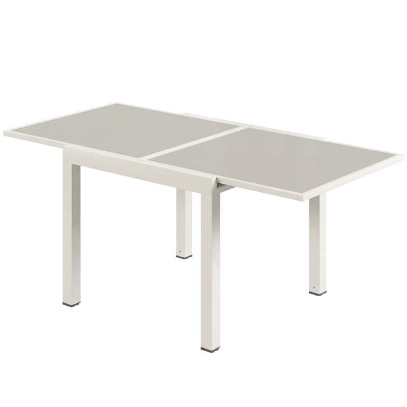 Outsunny Masă Extensibilă de Grădină cu Extensie Rabatabilă din Aluminiu și Sticlă, Crem