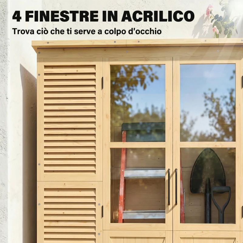 Outsunny Capanno da Giardino Walk-in con Pavimento e 4 Finestre