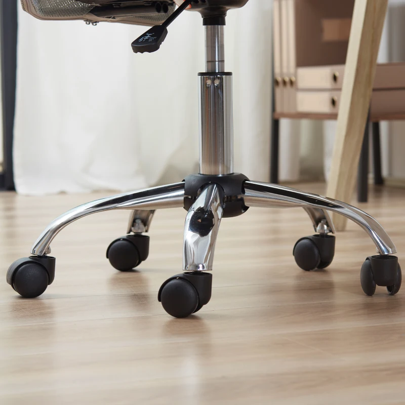 Vinsetto Sedia da Ufficio Ergonomica Senza Braccioli in Tessuto a Rete, Altezza Regolabile e 5 Ruote, Grigio