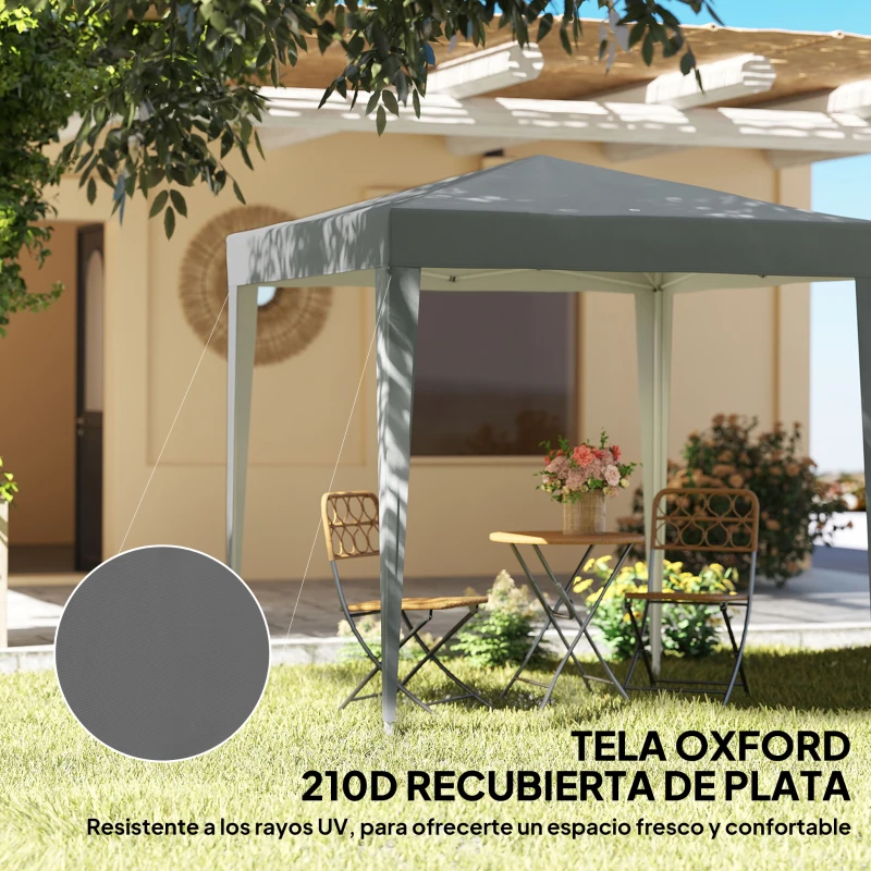 Outsunny Carpa Plegable 2x2m con 4 Paredes Laterales Tela Oxford 2 Ventanas y Bolsa de Transporte Anti-UV Impermeable Gris