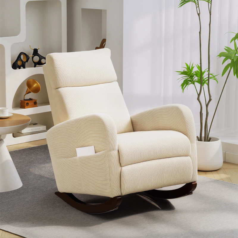HOMCOM Corduroy Rocking Armchair - Beige