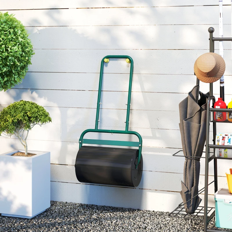 Outsunny 38L Fillable Cylinder Steel Lawn Roller - Dark Green