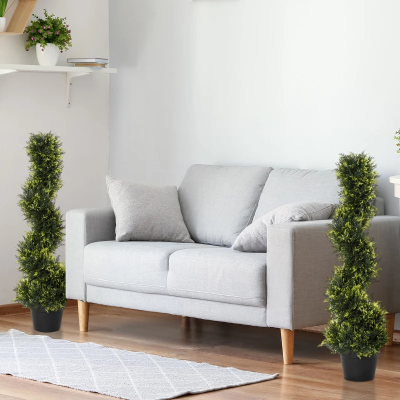 Outsunny Planta espiral artificial, cedro espiral com vaso, 90 cm, cedro artificial para decoração exterior e interior, verde