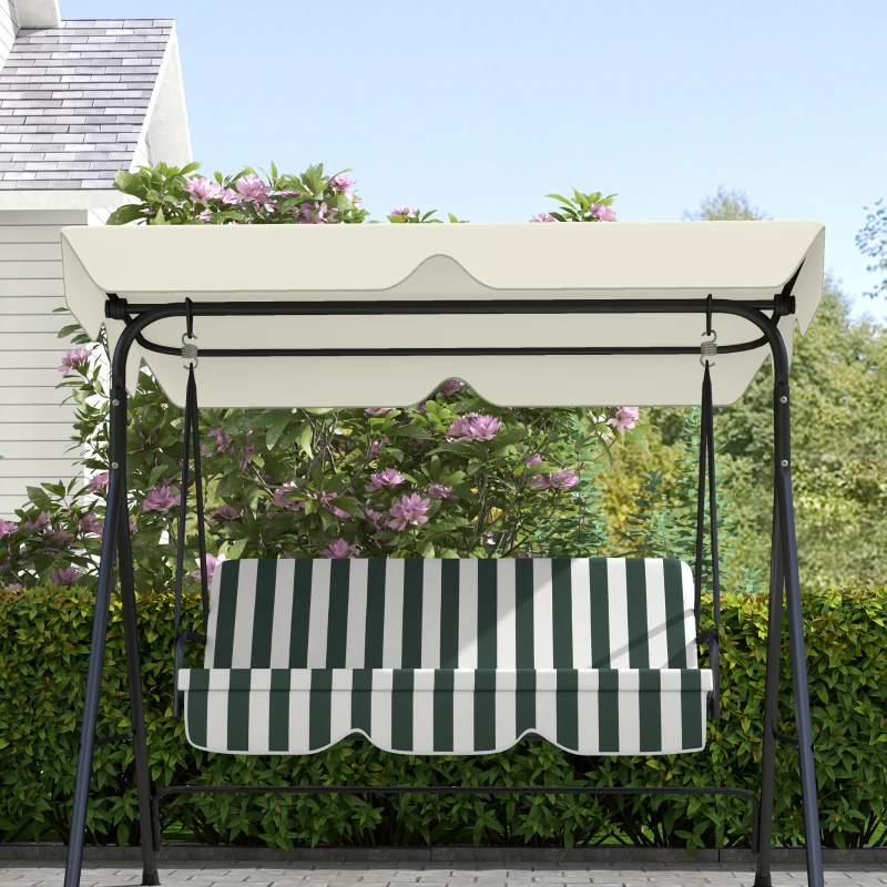 Outsunny Tetto di Ricambio per Dondolo 3 Posti Impermeabile in Tessuto Oxford Bianco Crema, 210x145 cm