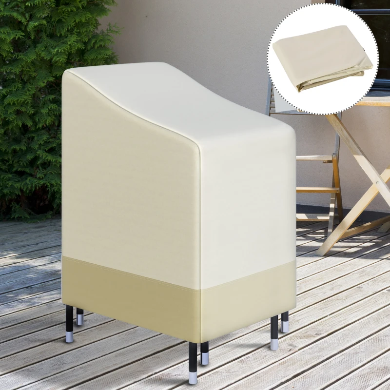 Outsunny Housse de Protection chaises de Jardin empilables bâche étanche 90L x 70l x 115H cm Oxford Haute densité 600D Beige café