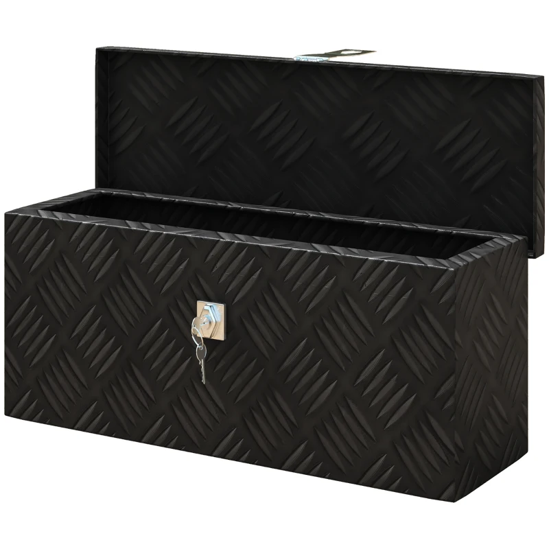 HOMCOM Caixa de arrumação - caixa de ferramentas em alumínio -  alu. fecho com chave - dim. 50L x 15,5l x 20,5H cm