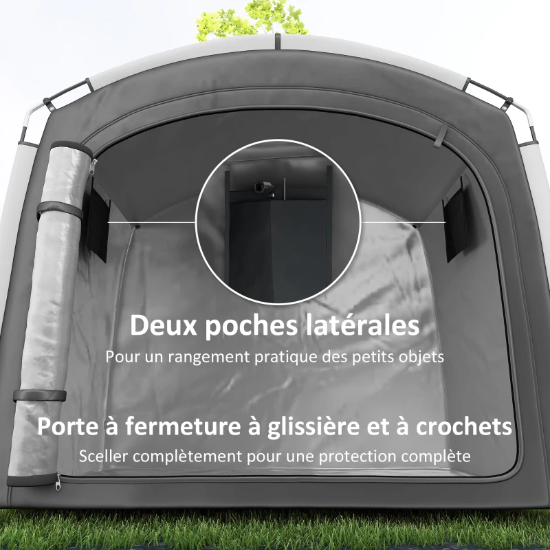 Outsunny Tente de vélo abri de vélo portable pour 3-4 vélos avec 2 poches latérales 220 x 150 x 195 cm gris foncé