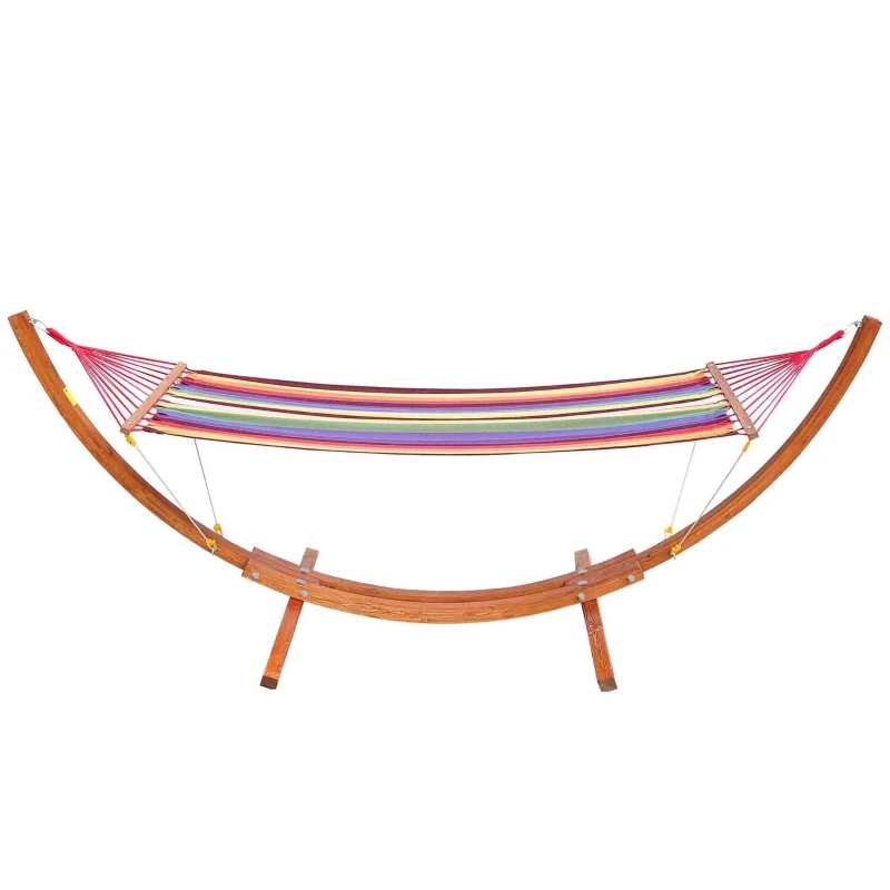 Outsunny Hamaca Tumbona 320x118x120cm Playa Camping Marco Madera Carga Max. 120kg Rojo
