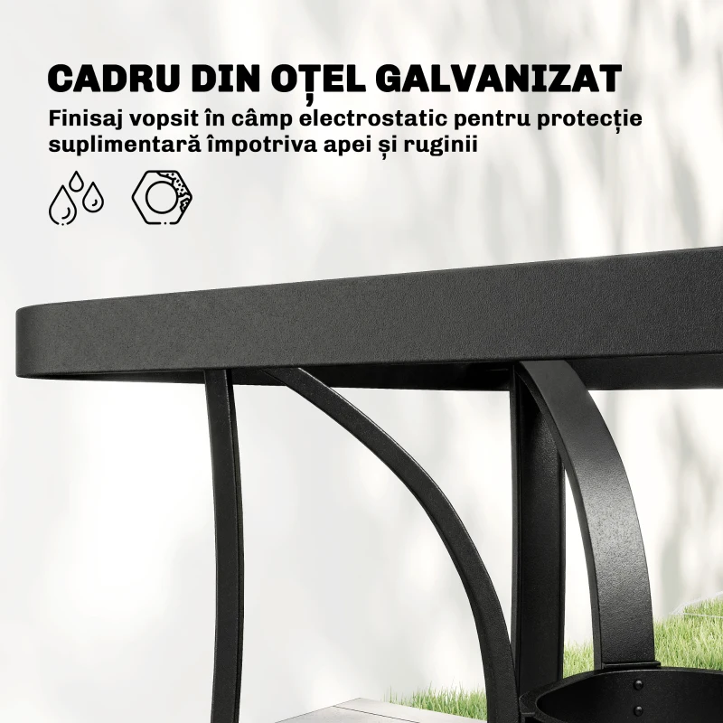 Outsunny Set de Prânz Grădină cu Orificiu pentru Umbrelă, Masă, Scaune pentru 4, Gri Deschis