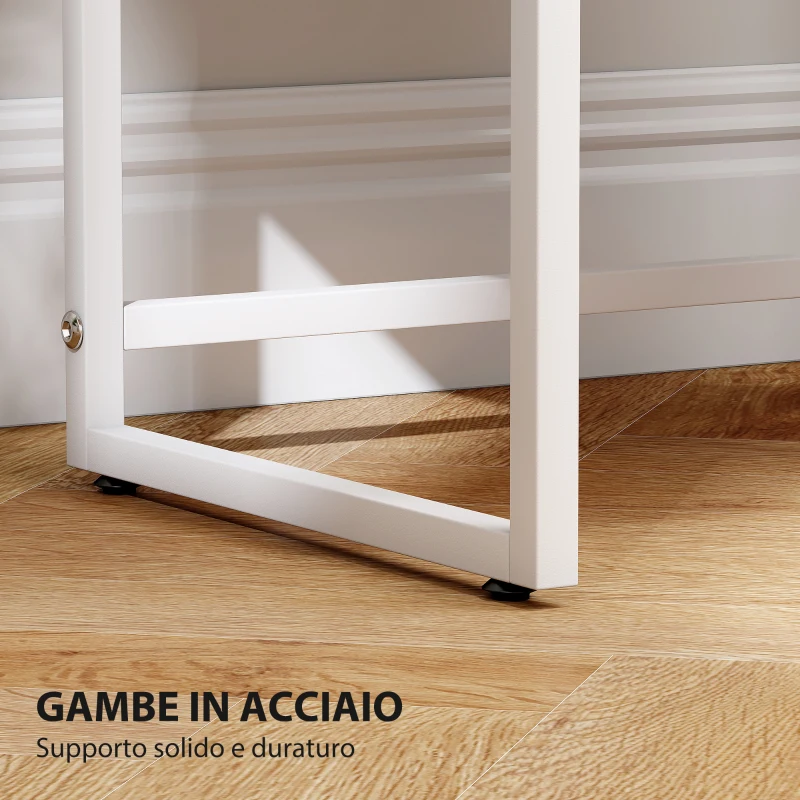 HOMCOM Comodino Moderno a 2 Cassetti con Apertura a Pressione, MDF e Acciaio, 40x30x50 cm, Bianco