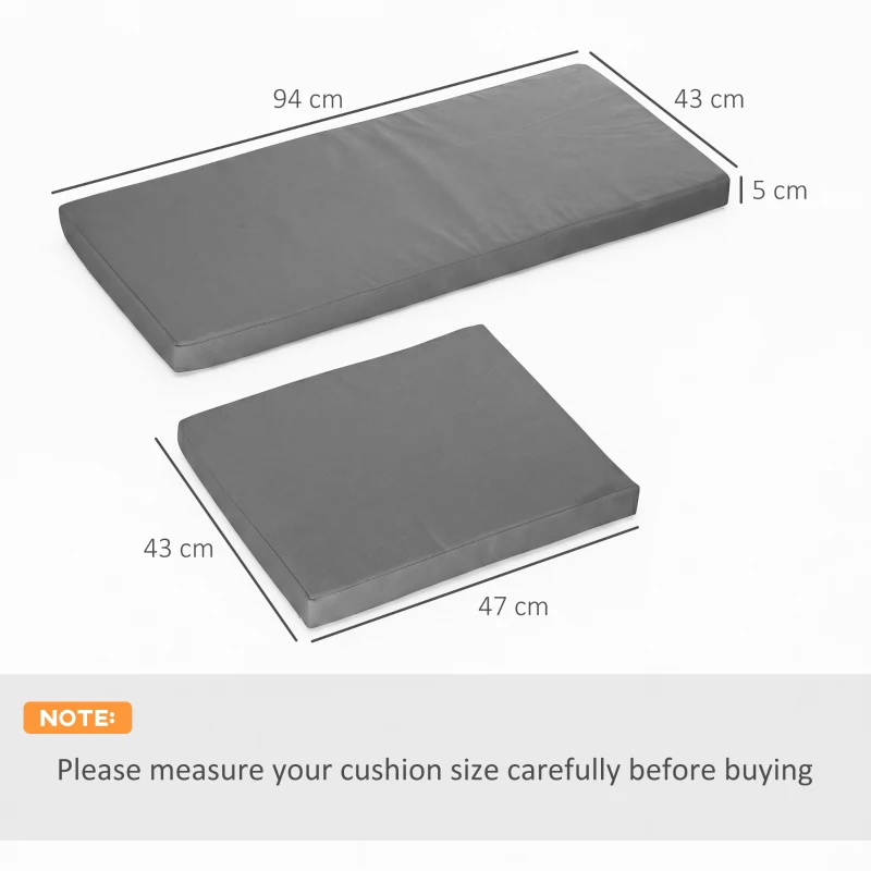 Outsunny Outdoor Seat Cushion Pads for Rattan Furniture, 3 PCs Garden Furniture Cushions, Dark Grey