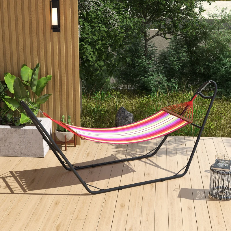 Outsunny Support de Hamac pour 2 Personnes, Cadre de Hamac en Métal Portable et Réglable, pour Hamacs de 2,75 à 4,3m, Noir