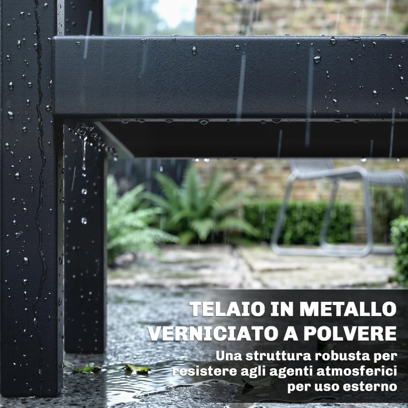 Outsunny Carrello Barbecue da Esterno con Piano in Acciaio Inossidabile, Porta Spezie, Ganci e Maniglia Laterale, Nero