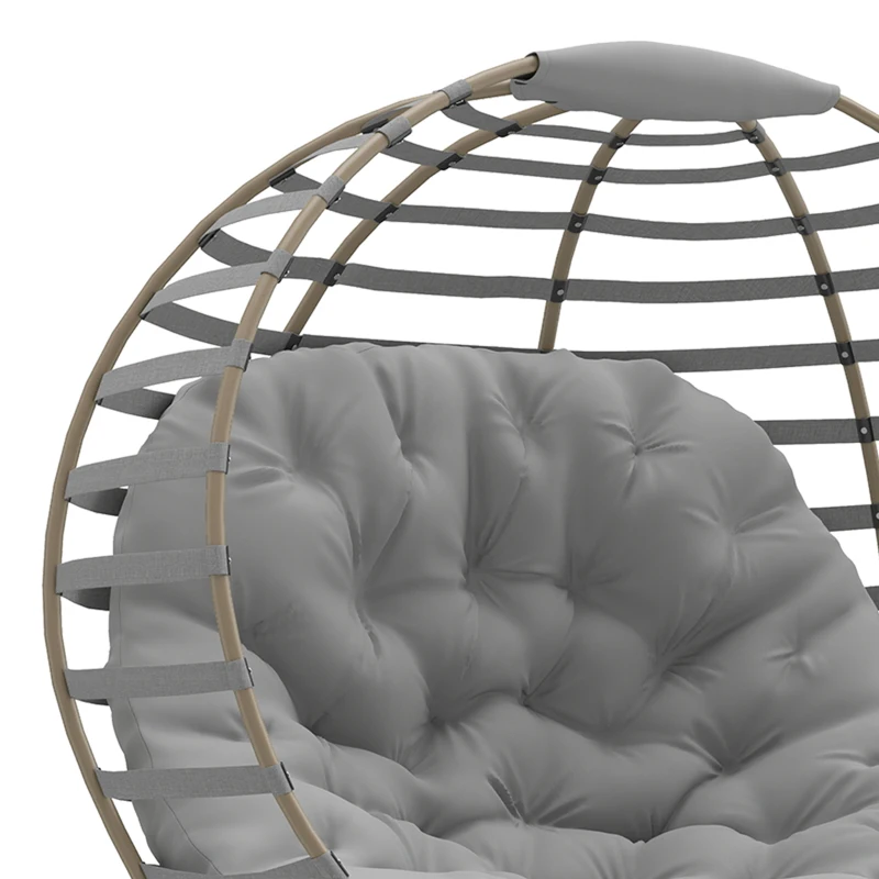 Outsunny Egg Chair with Cushion & Side Pocket - Light Grey