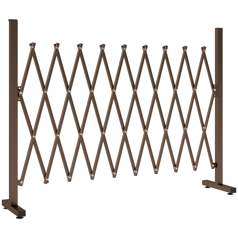 Outsunny Barrière Extensible rétractable barrière de sécurité 250L x 31l x 104H cm alu métal Chocolat