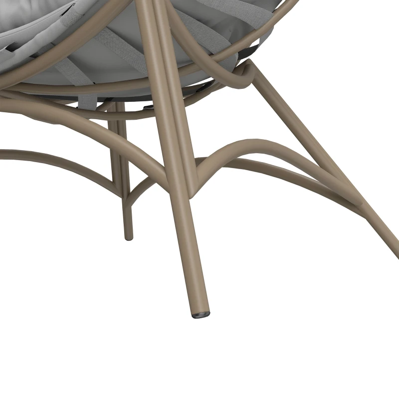 Outsunny Egg Chair with Cushion & Side Pocket - Light Grey