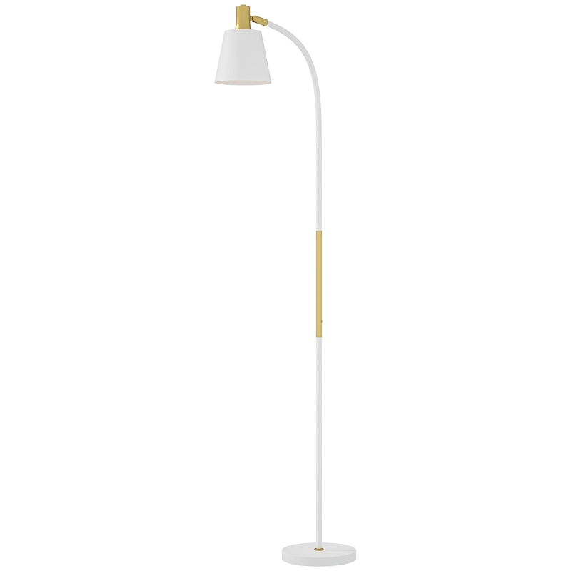 HOMCOM Candeeiro de sala ajustável em altura 127-160 cm com interruptor, soquete E27, branco