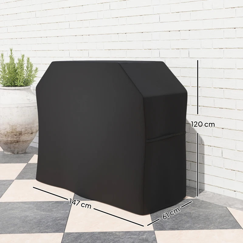 Outsunny Capa para Grelhador Proteção para Grelhador Lona Resistente às Intempéries 147x61x120 cm Preto