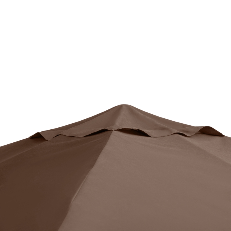 Outsunny Tetto di Ricambio per Gazebo 3x3 m da Giardino, Telo Gazebo Resistente all'Acqua in Poliestere 180g/㎡ con 8 Fori di Drenaggio e Prese d'Aria, Solo Copertura, 298x298 cm, Caffè