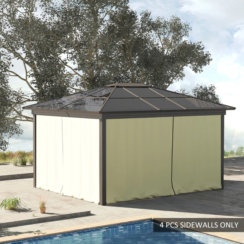 Outsunny Replacement Gazebo Curtains 4-Panel Sidewalls with Zipper for 3 x 3 (M) Yard Gazebos Canopy Tent, Beige