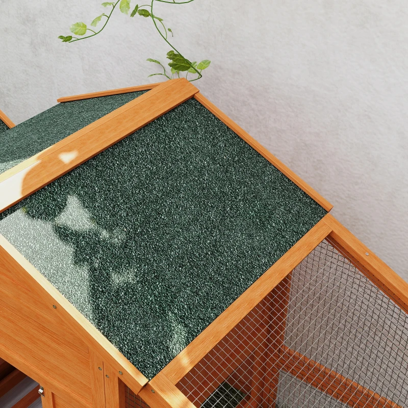 PawHut Galinheiro Casa de Campo Gaiola para Galinhas sobre Pés Multi-equipado Madeira Maciça Pinho Pré-oleado 179x67x115 cm Laranja