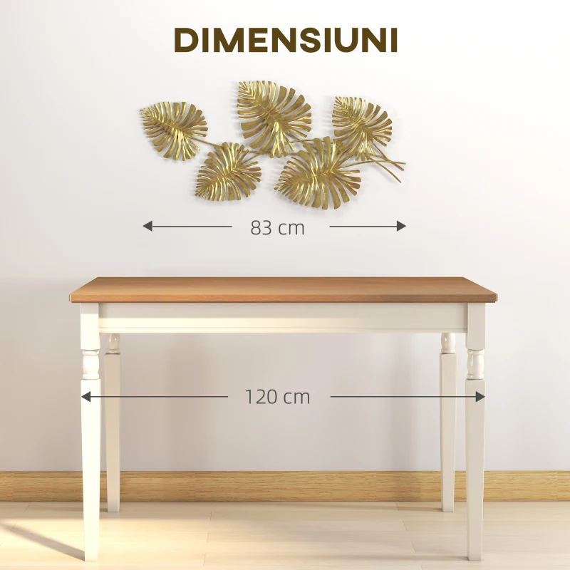 HOMCOM Operă de Artă Murală cu 5 Frunze de Monstera din Metal Auriu cu Accesorii de Montaj Incluse, 83x2.5x39 cm