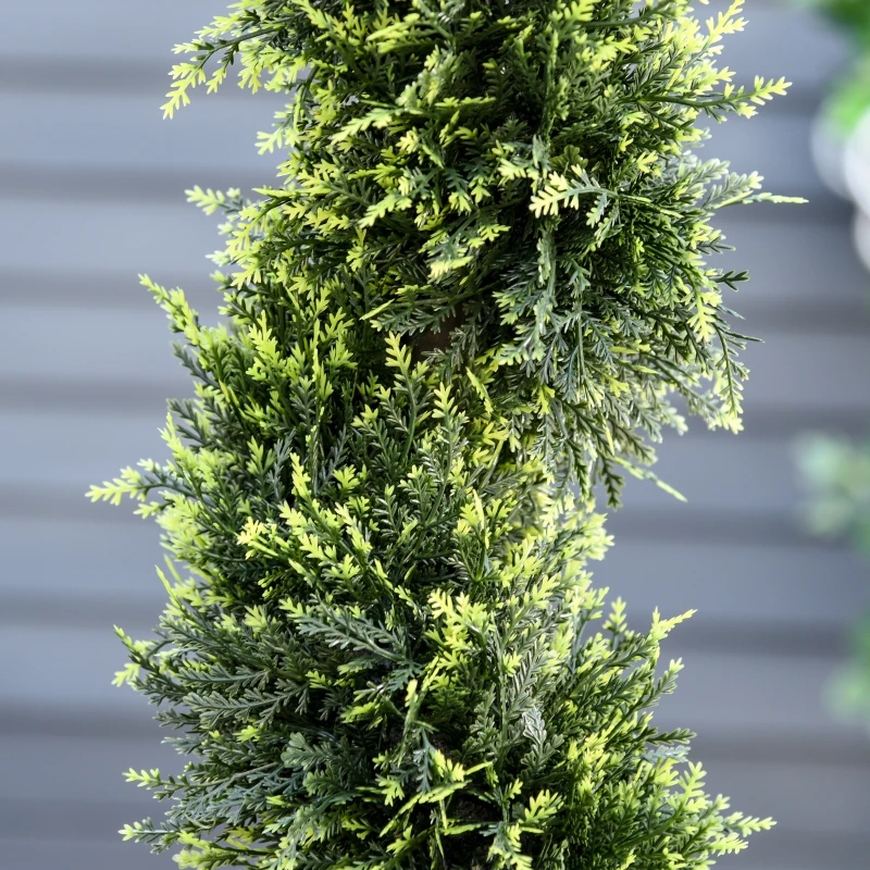 Outsunny Planta espiral artificial, cedro espiral com vaso, 90 cm, cedro artificial para decoração exterior e interior, verde